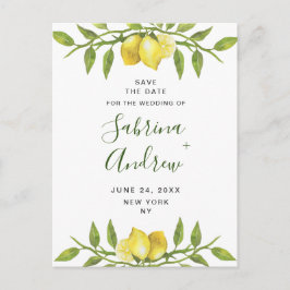 Elegant Lemons Greenery Wedding Save the Date Briefkaart