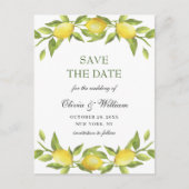 Elegant Lemons Greenery Wedding Save the Date Briefkaart (Voorkant)