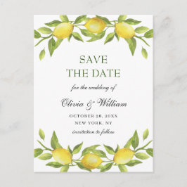 Elegant Lemons Greenery Wedding Save the Date Briefkaart