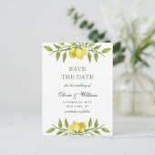 Elegant Lemons Greenery Wedding Save the Date Post Briefkaart (Staand voorkant)