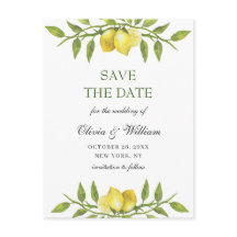 Elegant Lemons Greenery Wedding Save the Date Post