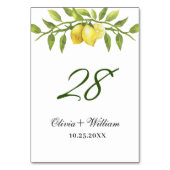 Elegant Lemons Greenery Wedding Table Number Kaart (Achterkant)