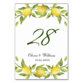Elegant Lemons Greenery Wedding Table Number Kaart (Achterkant)