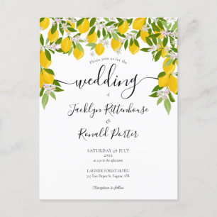 Elegant Lemons Greenery Wedding Uitnodiging Briefkaart