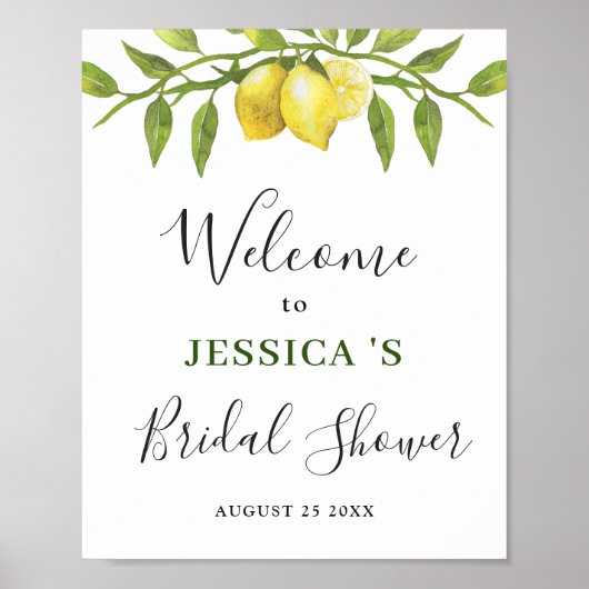 Elegant Lemons Greenery Welcome BRIDAL SGHOWER Poster (Voorkant)