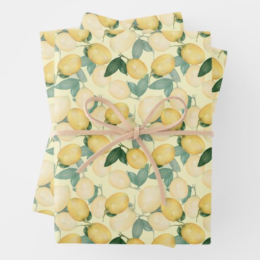 Elegant Lemons op Geel Inpakpapier Vel (In situ)