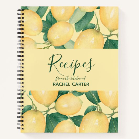 Elegant Lemons Personalized Recipe Notitieboek (Voorkant)