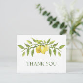 Elegant Lemons Waterverf Floral Wedding Dank je Briefkaart (Staand voorkant)
