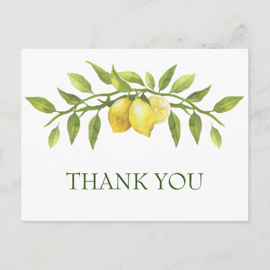 Elegant Lemons Waterverf Floral Wedding Dank je Briefkaart (Voorkant)