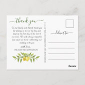 Elegant Lemons Waterverf Floral Wedding Dank je Briefkaart (Achterkant)