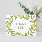 Elegant Lemons Waterverf Greenery Bedankkaart (Staand voorkant)