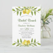 Elegant Lemons Waterverf Greenery BRIDAL BRUNCH Kaart (Staand voorkant)