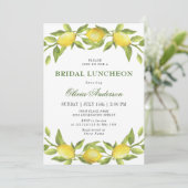 Elegant Lemons Waterverf Greenery BRIDAL LUNCHEON Kaart (Staand voorkant)