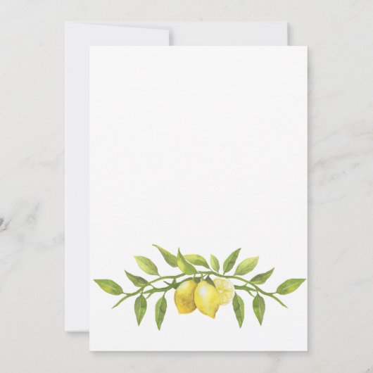 Elegant Lemons Waterverf Greenery BRIDAL LUNCHEON Kaart (Achterkant)