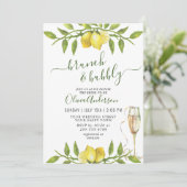Elegant Lemons Waterverf Greenery BRUNCH & BUBBLY Kaart (Staand voorkant)