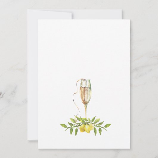 Elegant Lemons Waterverf Greenery BRUNCH & BUBBLY Kaart (Achterkant)