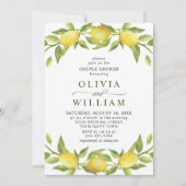 Elegant Lemons Waterverf Greenery COUPLE SHOWER Kaart (Voorkant)