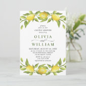 Elegant Lemons Waterverf Greenery COUPLE SHOWER Kaart (Staand voorkant)