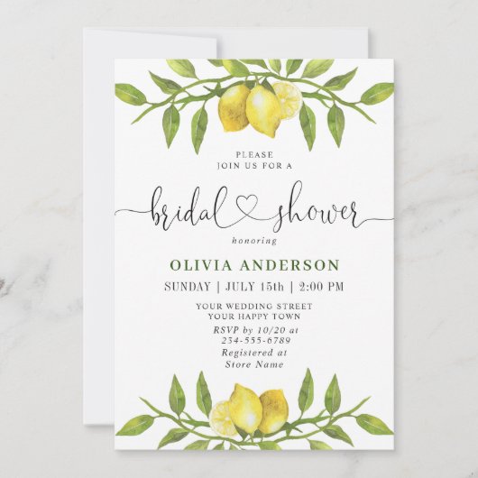 Elegant Lemons Waterverf Greenery VRIJGEZELLENFEES Kaart (Voorkant)