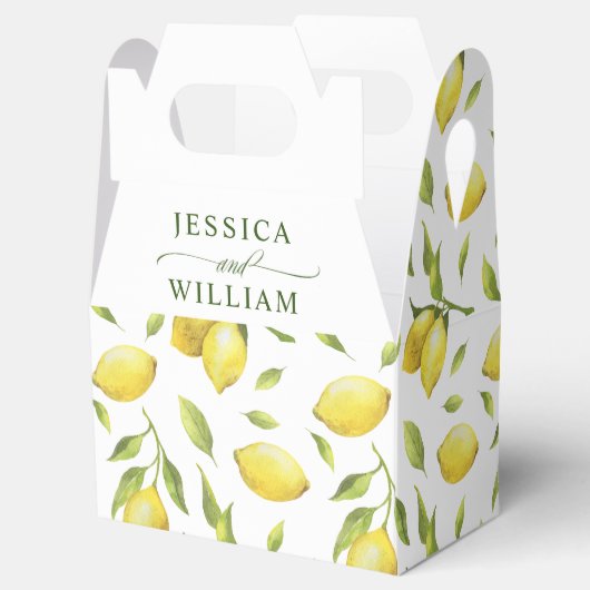 Elegant Lemons Waterverf Greenery Wedding Bedankdoosjes (Geopend)
