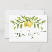 Elegant Lemons Waterverf Greenery Wedding Bedankkaart (Voorkant)