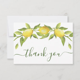 Elegant Lemons Waterverf Greenery Wedding Bedankkaart