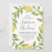 Elegant Lemons Waterverf Greenery Wedding Kaart (Voorkant)