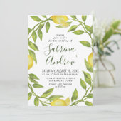 Elegant Lemons Waterverf Greenery Wedding Kaart (Staand voorkant)