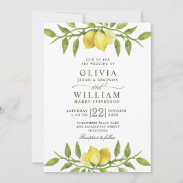 Elegant Lemons Waterverf Greenery Wedding Kaart