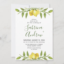 Elegant Lemons Waterverf Greenery Wedding Kaart