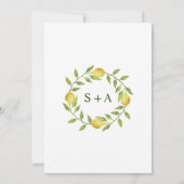 Elegant Lemons Waterverf Greenery Wedding Kaart (Achterkant)