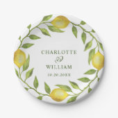 Elegant Lemons Waterverf Greenery Wedding Papieren Bordje (Voorkant)