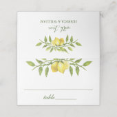 Elegant Lemons Waterverf Greenery Wedding Plaatskaartje (Buitenkant ongevouwen)