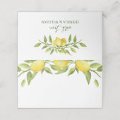Elegant Lemons Waterverf Greenery Wedding Plaatskaartje (Buitenkant ongevouwen)