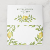 Elegant Lemons Waterverf Greenery Wedding Plaatskaartje (Buitenkant ongevouwen)