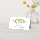 Elegant Lemons Waterverf Greenery Wedding Plaatskaartje (Achterkant)