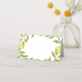 Elegant Lemons Waterverf Greenery Wedding Plaatskaartje (Voorkant)