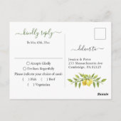 Elegant Lemons Waterverf Greenery Wedding RSVP Briefkaart (Achterkant)