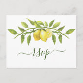 Elegant Lemons Waterverf Greenery Wedding RSVP Briefkaart (Voorkant)