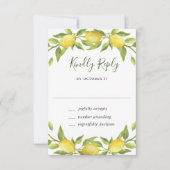 Elegant Lemons Waterverf Greenery Wedding RSVP Ca (Voorkant)