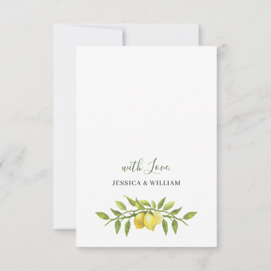 Elegant Lemons Waterverf Greenery Wedding RSVP Ca (Achterkant)