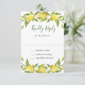 Elegant Lemons Waterverf Greenery Wedding RSVP Ca Kaartje (Staand voorkant)