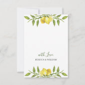Elegant Lemons Waterverf Greenery Wedding RSVP Kaartje (Achterkant)