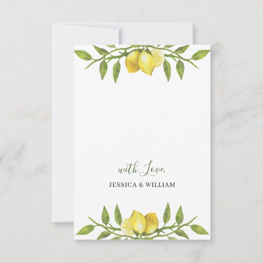 Elegant Lemons Waterverf Greenery Wedding RSVP Kaartje (Achterkant)