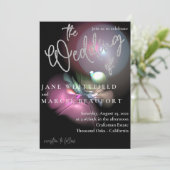 Elegant Lens Flare Silver Sparkle Script Weduwen I Kaart (Staand voorkant)