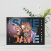 Elegant Lens Flare Wedding Photo Save the Date (Staand voorkant)