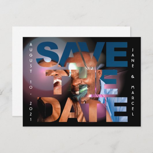 Elegant Lens Flare Wedding Photo Save the Date Briefkaart (Voorkant / Achterkant)