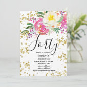 elegant, lentbloemen roze bloemverjaardag kaart (Staand voorkant)