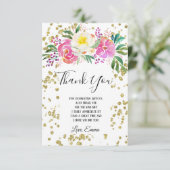 elegant, lentbloemen roze florale dank je kaart (Staand voorkant)