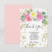 elegant, lentbloemen roze florale dank je kaart (Voorkant / Achterkant)